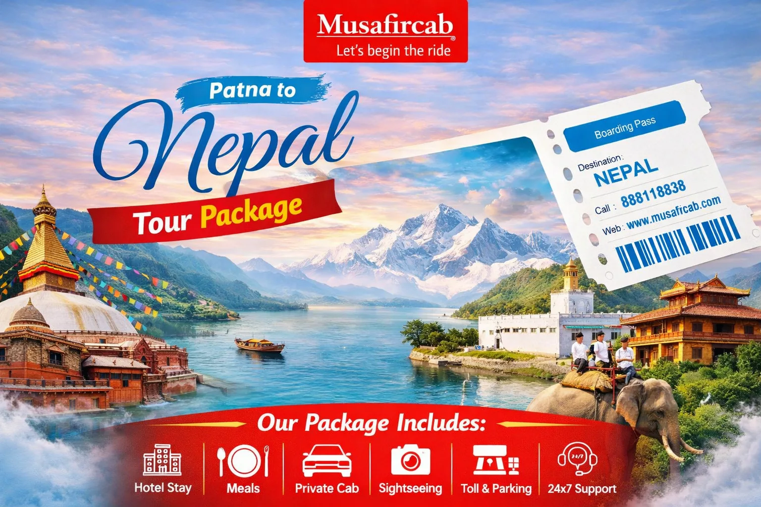Patna to Nepal Tour Package – Hassle-Free Nepal Trip with Musafircab